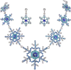 EVER FAITH Silver-Tone Snowflake Austrian Crystal Bridal Necklace Earrings Set