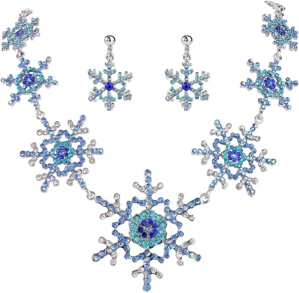 EVER FAITH Silver-Tone Snowflake Austrian Crystal Bridal Necklace Earrings Set