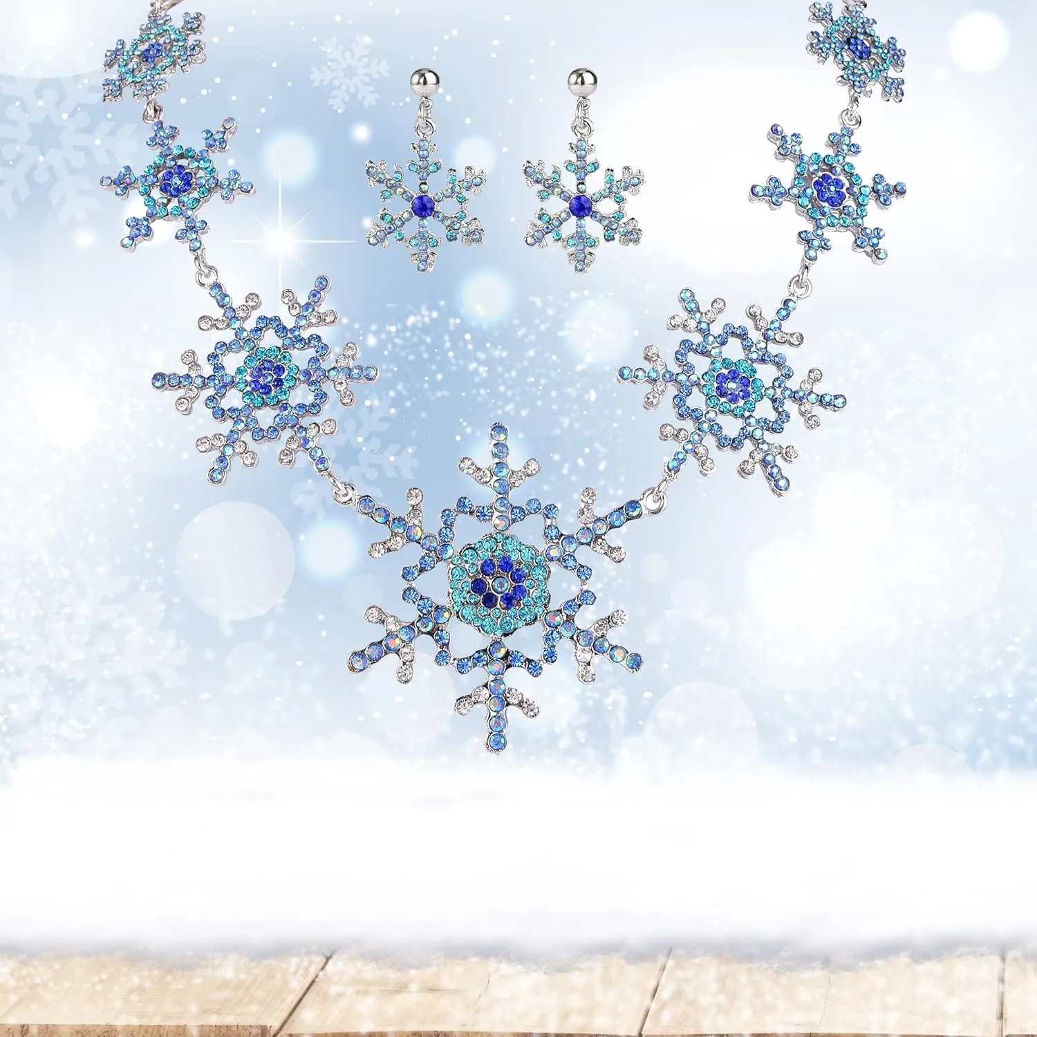 EVER FAITH Silver-Tone Snowflake Austrian Crystal Bridal Necklace Earrings Set