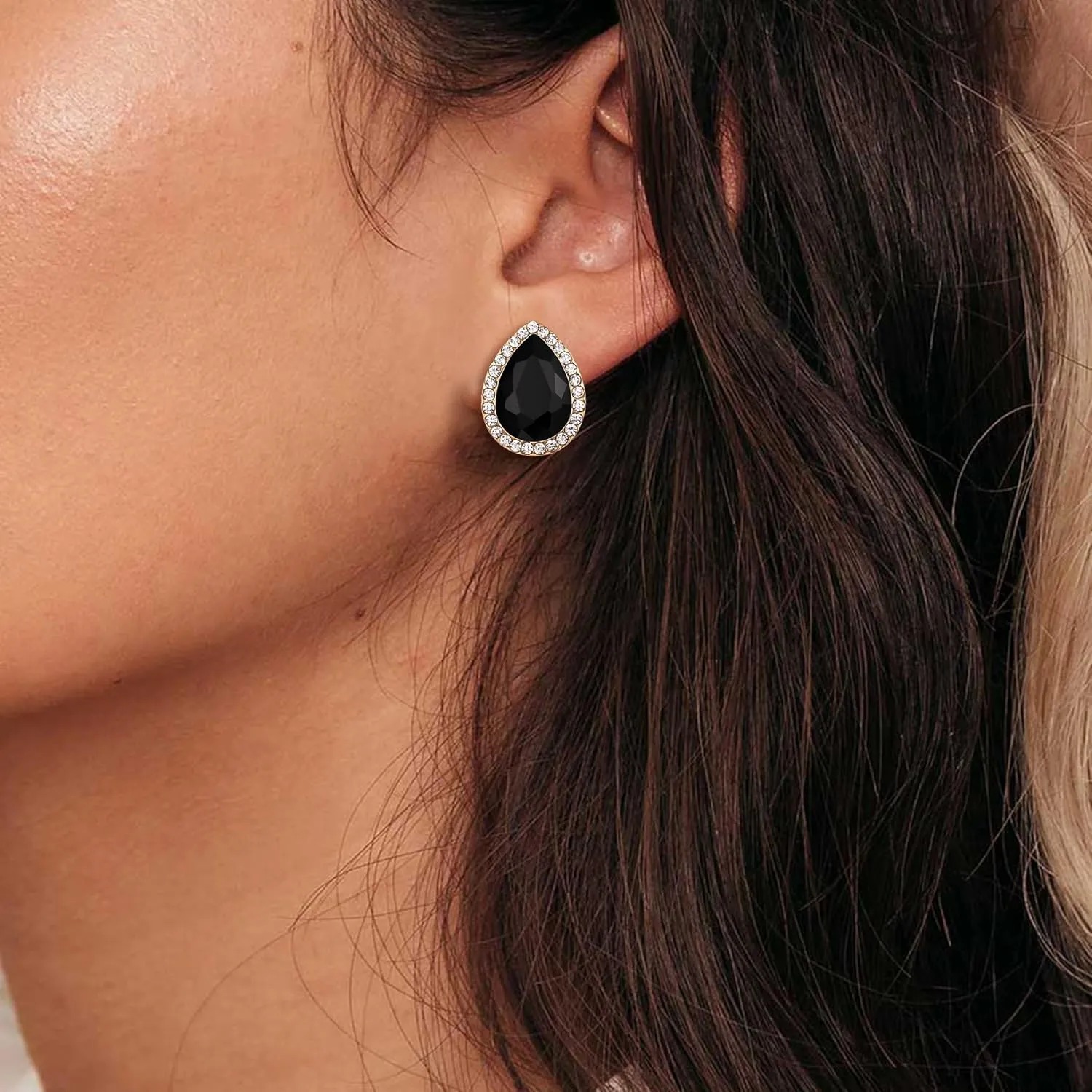 EVER FAITH Women's Austrian Crystal Wedding Teardrop Stud Earrings