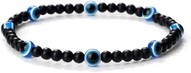 Evil Eye Prayer Bangles Natural Stone Mini 4mm Tiger Eye Bead Bracelets For Women Men Handmade