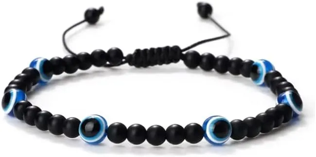 Evil Eye Prayer Bangles Natural Stone Mini 4mm Tiger Eye Bead Bracelets For Women Men Handmade