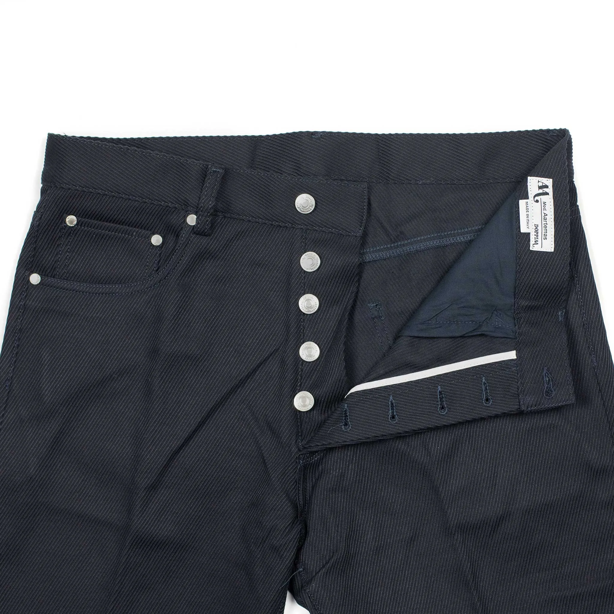 Exclusive Aacero 5-pocket trousers in midnight navy textured cotton twill (10th anniversary capsule)