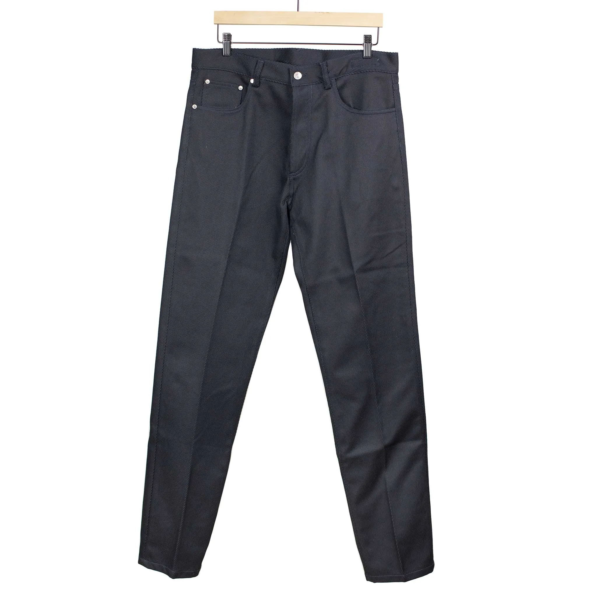 Exclusive Aacero 5-pocket trousers in midnight navy textured cotton twill (10th anniversary capsule)