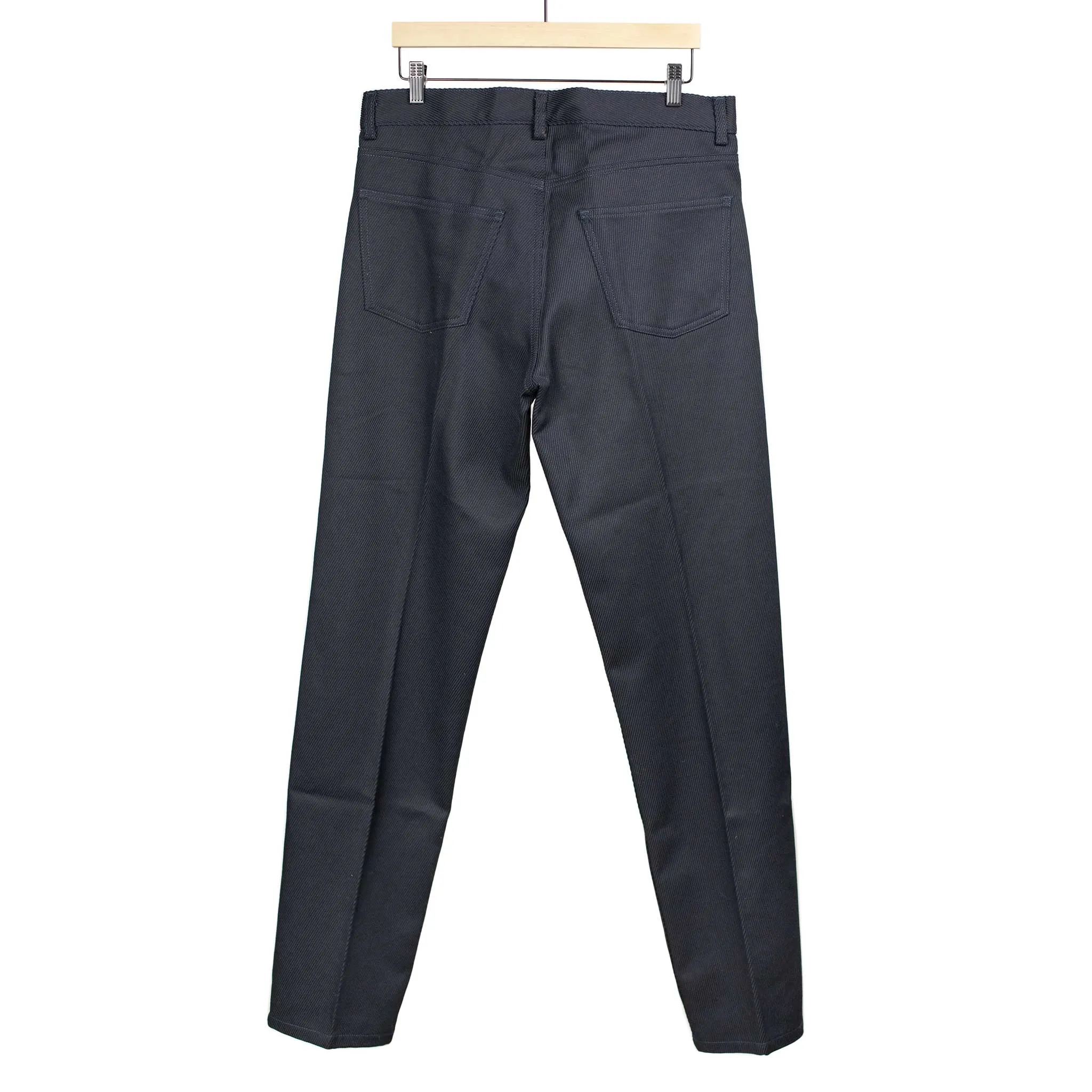 Exclusive Aacero 5-pocket trousers in midnight navy textured cotton twill (10th anniversary capsule)