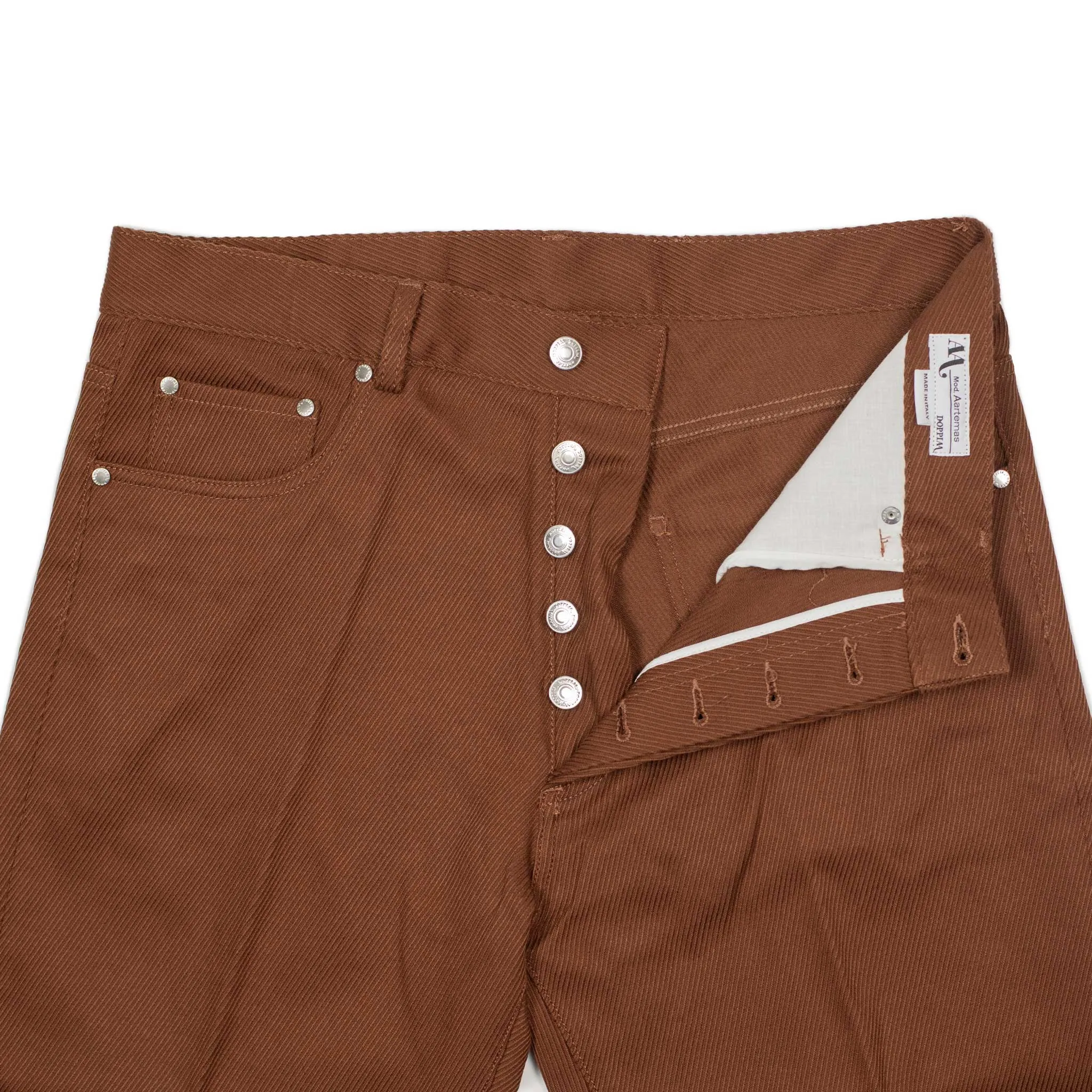 Exclusive Aacero 5-pocket trousers in rust textured cotton twill (10th anniversary capsule)