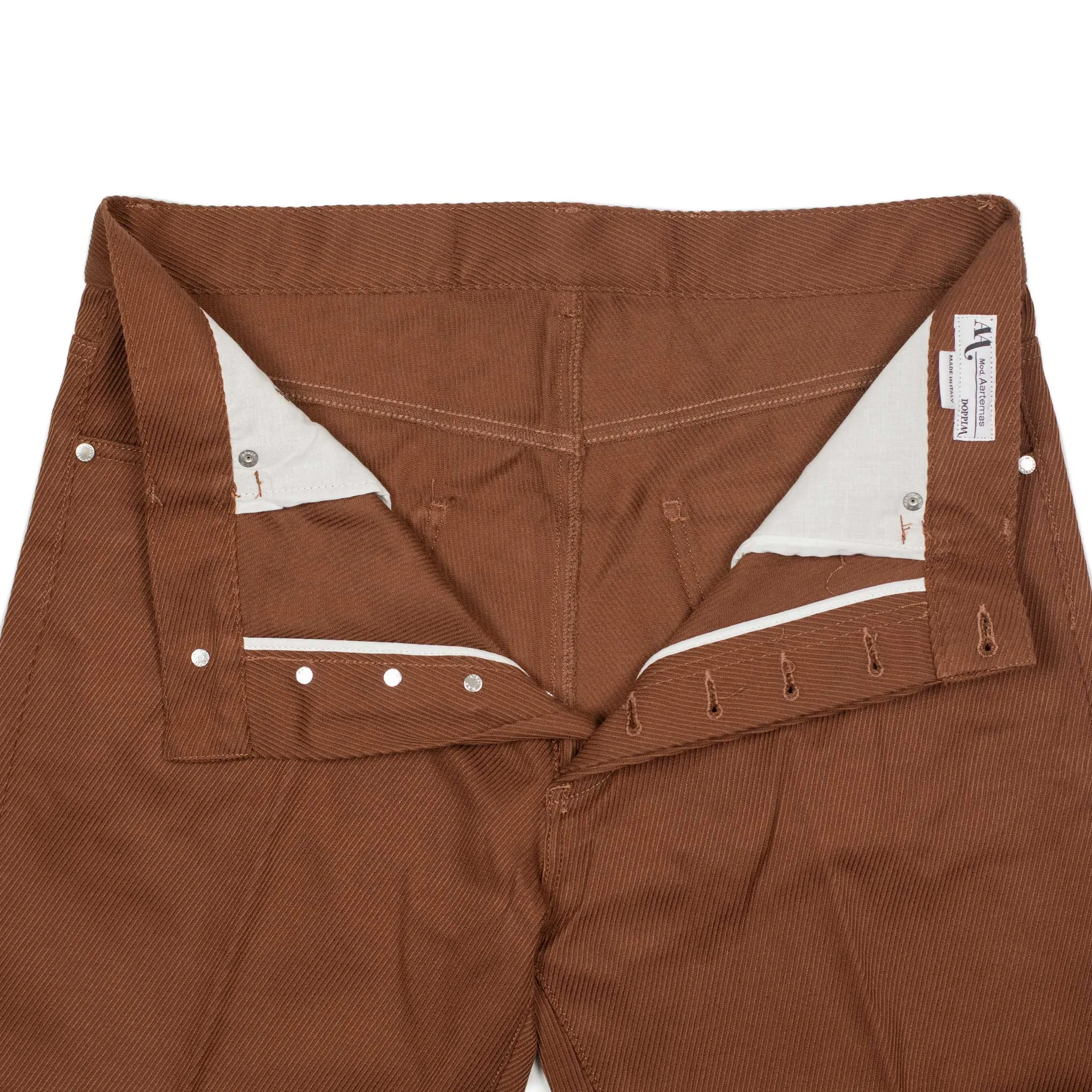 Exclusive Aacero 5-pocket trousers in rust textured cotton twill (10th anniversary capsule)