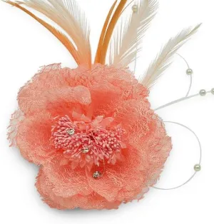 Expo International Vintage Floral Brooch Hair Accessory, Peach