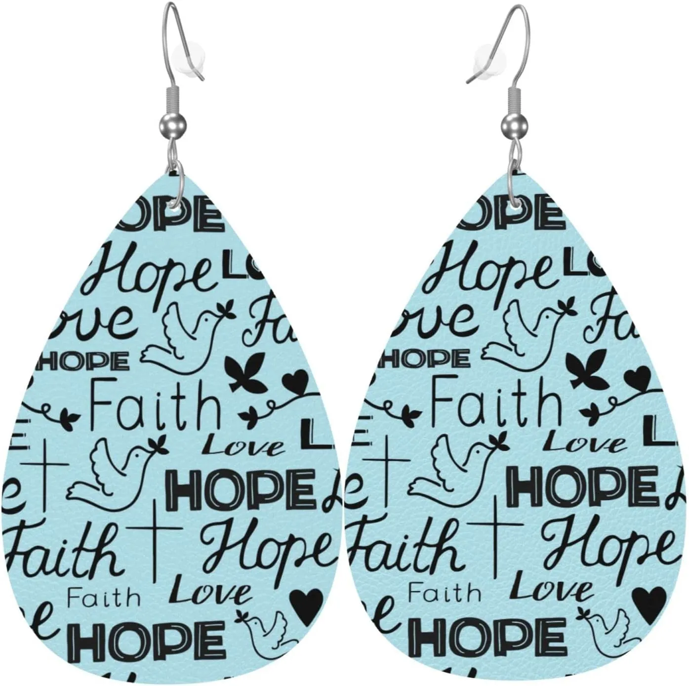 Faith Hope Love Christian Earrings Faux Leather Earrings Teardrop Dangle Earrings festival Gift for Women