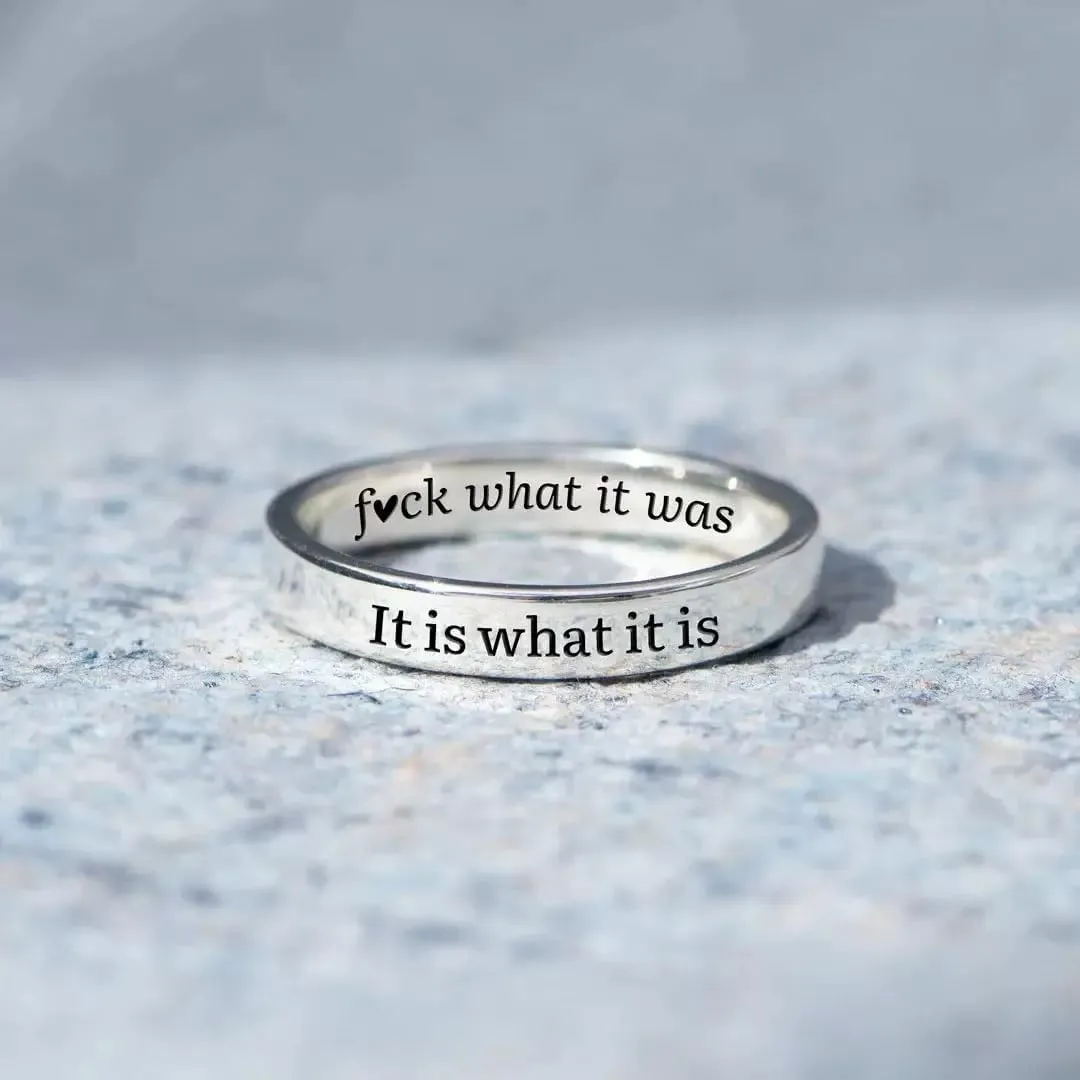 FCk What it Was Mantra Sing,925 Sterling Silver Fck Rings,Unique Mantra Ring Reminds You to Let Go of Your Trauma in a Playful Way,Self Love Faith Hope Rings