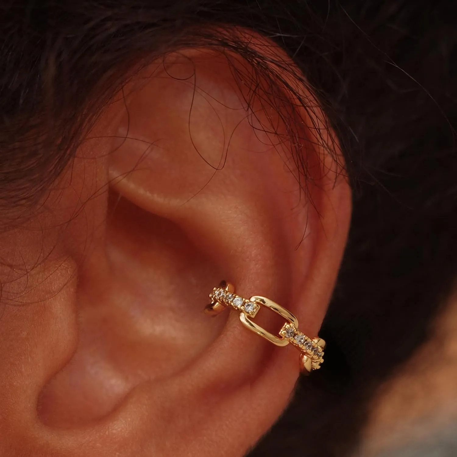 Fettero Women's Ear Cuff Earring Gold Non-Pierced Ear Cartilage Clip on Wrap Hoop 14K Gold Plated Tiny Spike Simple Minimalist Delicate Handmade Hypoallergenic Jewelry