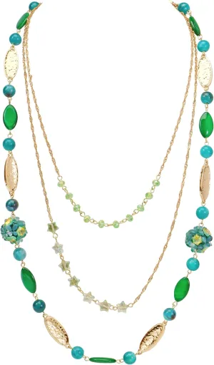 Firstmeet Bohemian Beaded Choker Necklace Layered Long Strand Statement Necklace Costume Gifts for Women