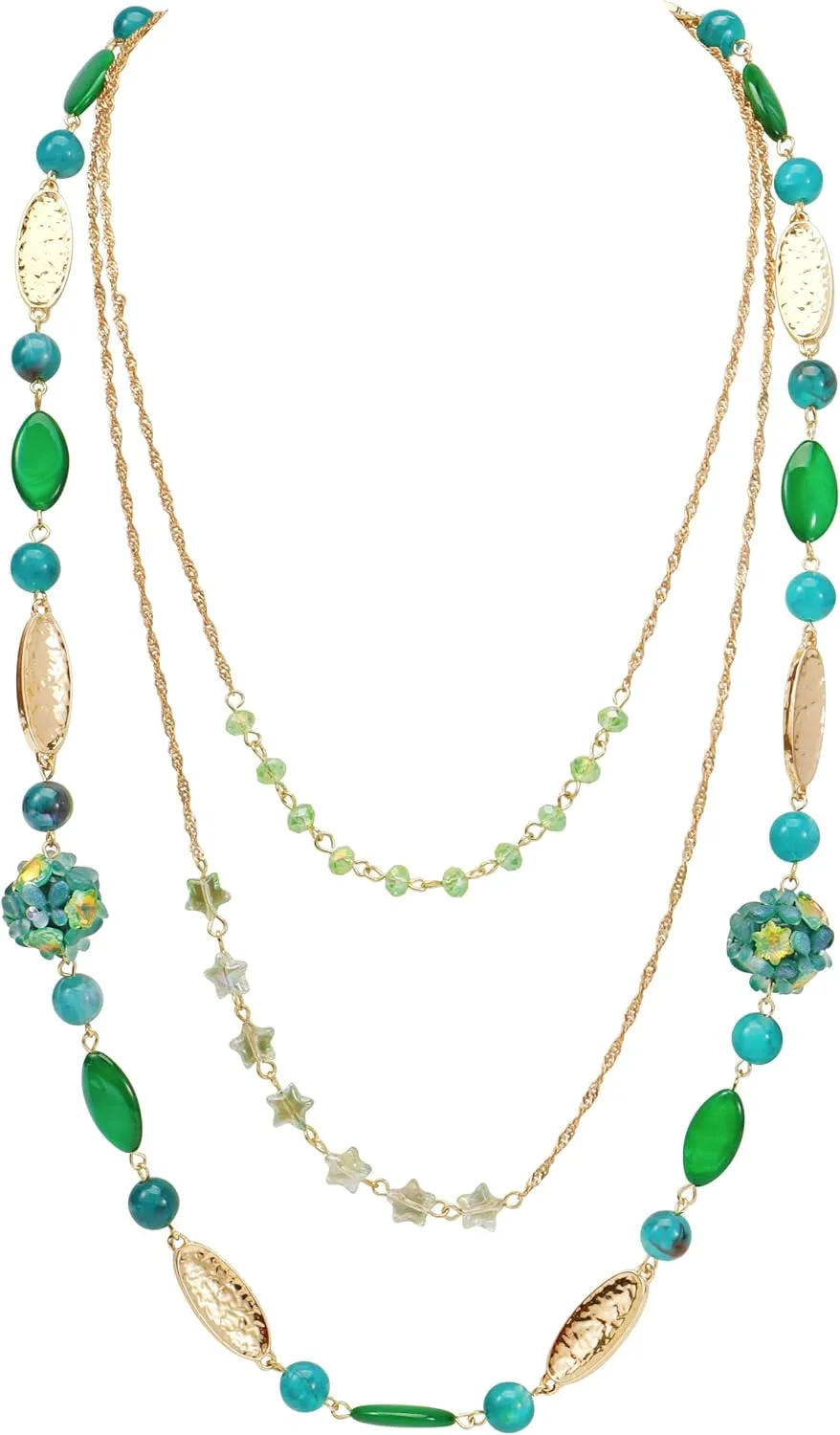 Firstmeet Bohemian Beaded Choker Necklace Layered Long Strand Statement Necklace Costume Gifts for Women
