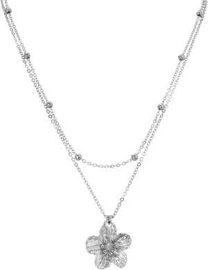 Flower Pendant Necklace for Women Gold Silver Statement Necklaces Dainty Chain Layered Choker Trendy Floral Necklace Jewelry
