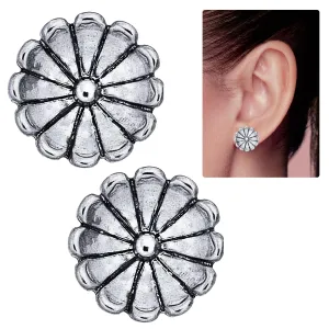 Flower Stud Earrings | Big Sterling Silver Bohemian Boho Style Floral Daisy Post Earrings For Women And Girls