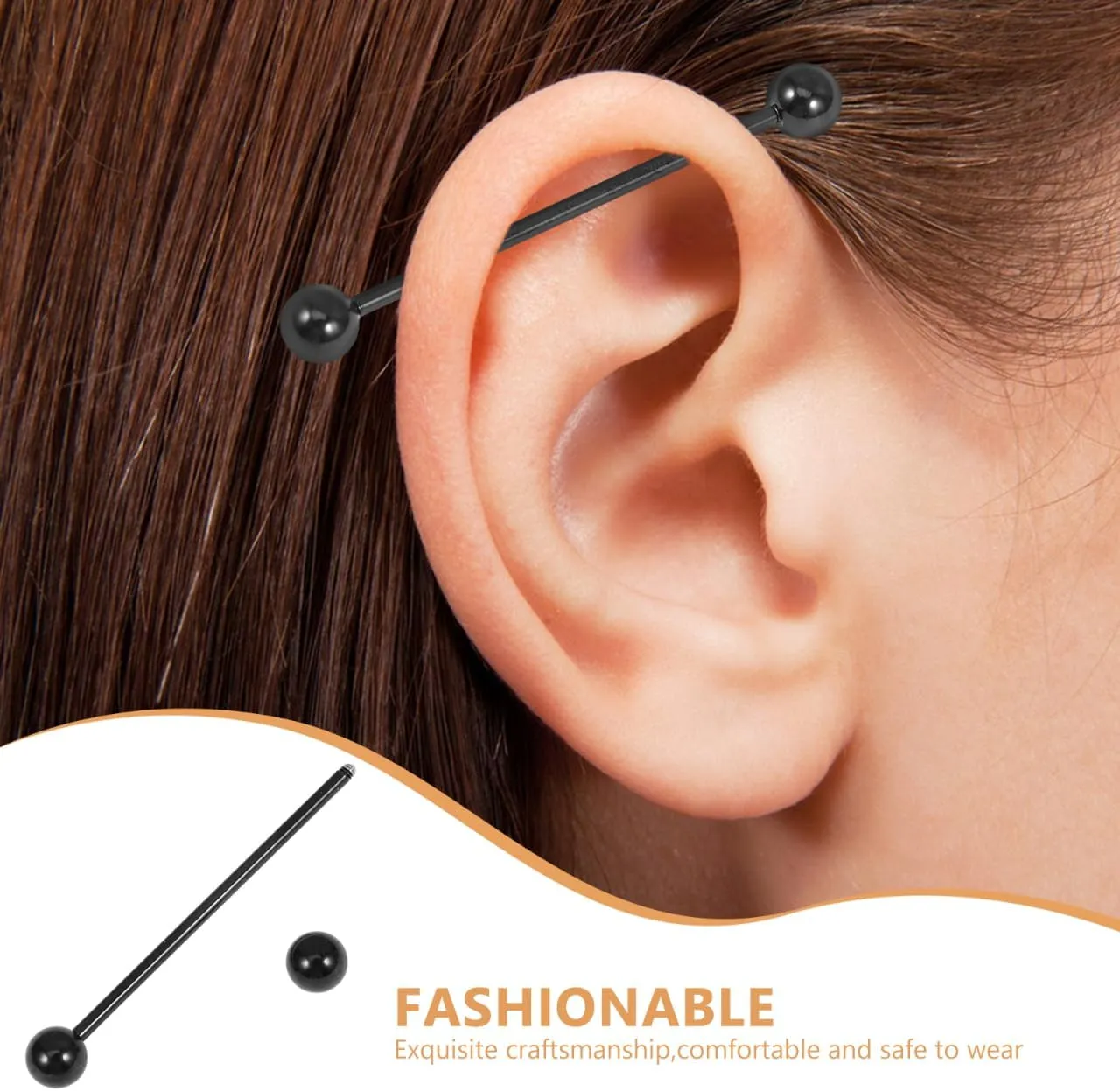 for Extra Bar Forward Bone Earring Studs Cartilage Stainless Long Red Barbell Jewelry Allergy Steel Industrial Earrings Piercing Free Men Helix Women Ear Tragus