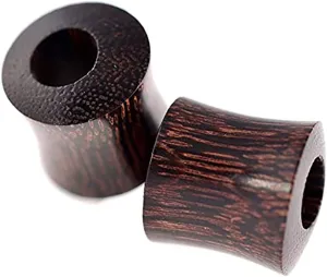 Forbidden Body Jewelry Set of Organic Natural Tamarind Wood Ear Gauges, 6mm - 14mm Double Flared Saddle Tunnel Plug Earrings
