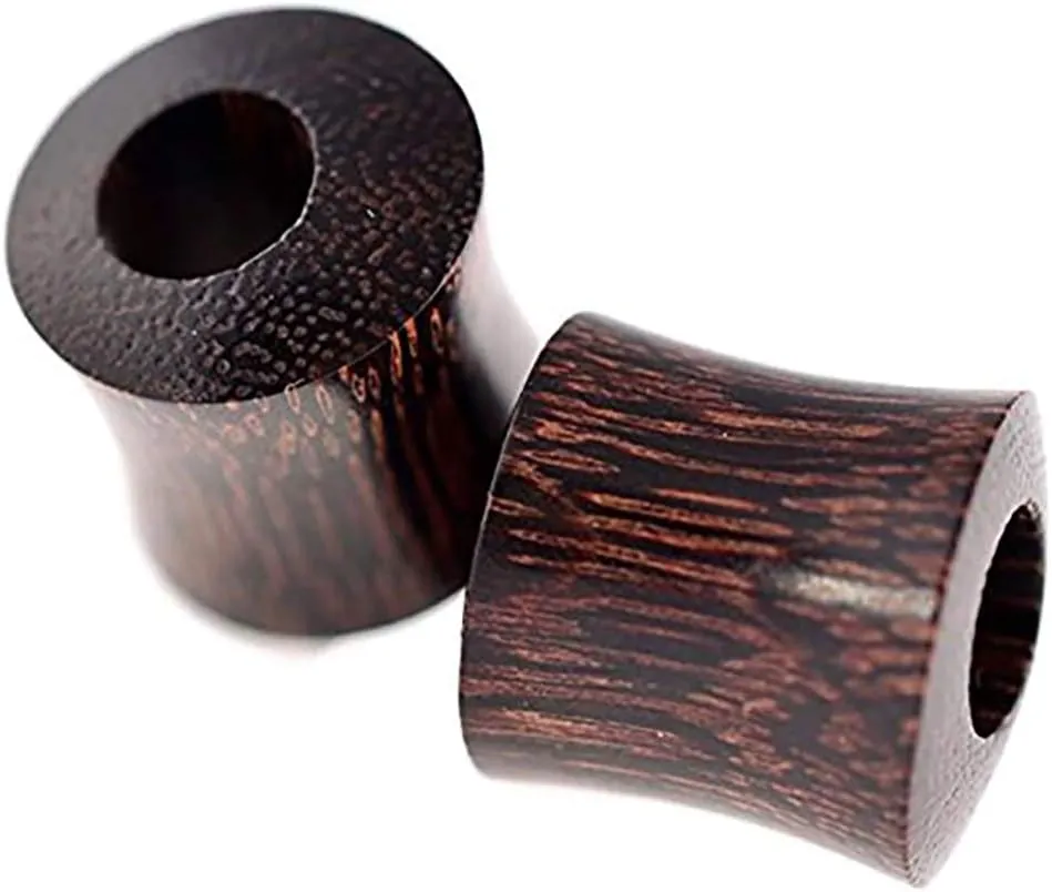 Forbidden Body Jewelry Set of Organic Natural Tamarind Wood Ear Gauges, 6mm - 14mm Double Flared Saddle Tunnel Plug Earrings