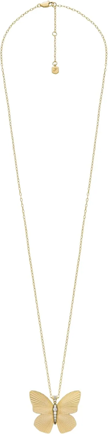 Fossil Women's Gold-Tone Stainless Steel Pendant Chain Necklace for Women