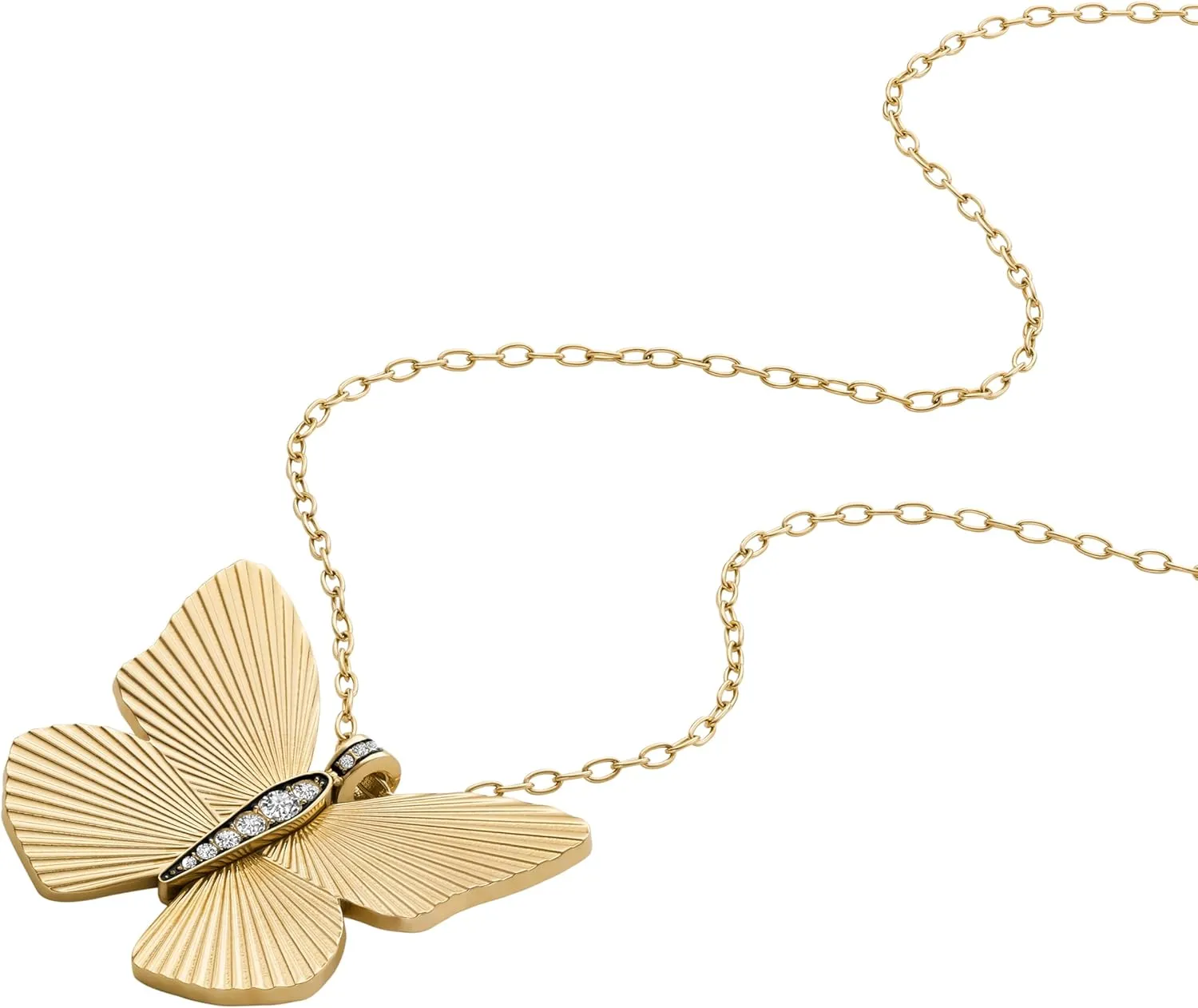 Fossil Women's Gold-Tone Stainless Steel Pendant Chain Necklace for Women