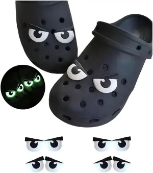 Funny Big Eyes Shoe Charms For Women Men, 4Pairs/8Pairs PVC Night Light Big Eyes Bubble Slides Sandals Decoration Summer Party Accessories Gift Jewelry