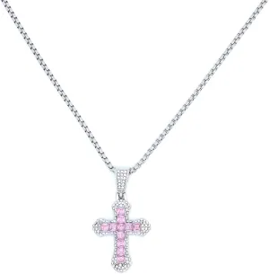 GIGB PBDK Cubic Zirconia Cross Pendant Necklace for Women Adjustable Rhinestone Crucifix Statement Choker Exaggerated Cross Necklaces Religious Jewelry Gifts
