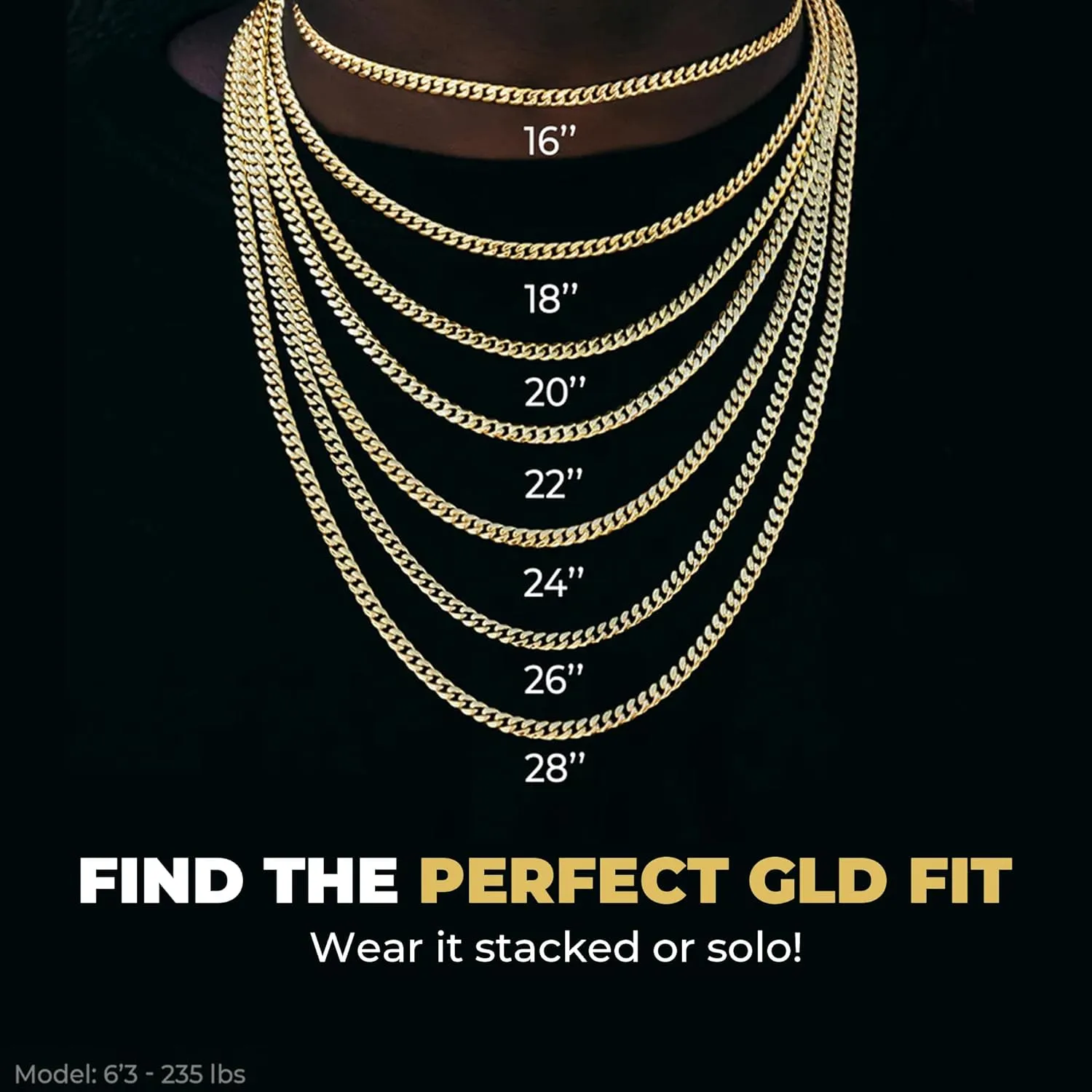 GLD Round Cut Tennis Chain Necklace - Iced Out Chain for Men and Women in Yellow, White and Rose Gold from Micro to 5MM, 16-24 - Available in Canary, Iced and Pink Iced