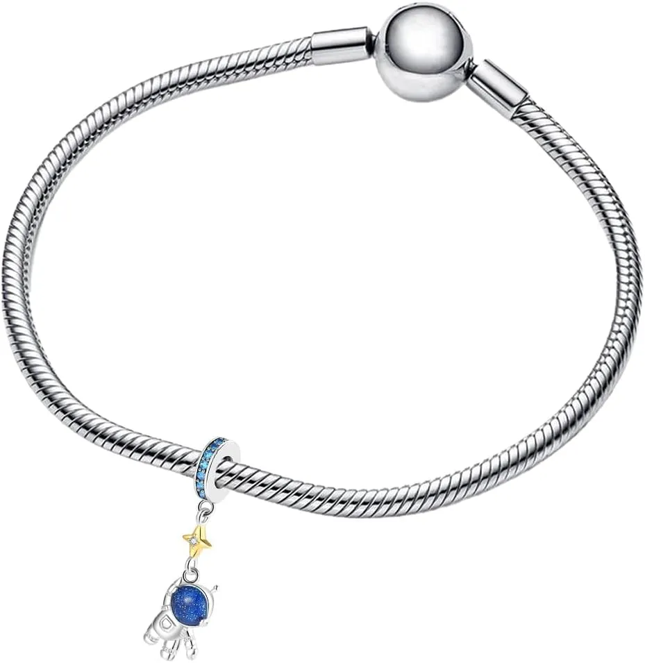 Glow in The Dark Lamp Dangle Charm for Women Bracelets and Necklaces 925 Sterling Silver with 5A Cubic Zirconia,Jewelry Gifts Women