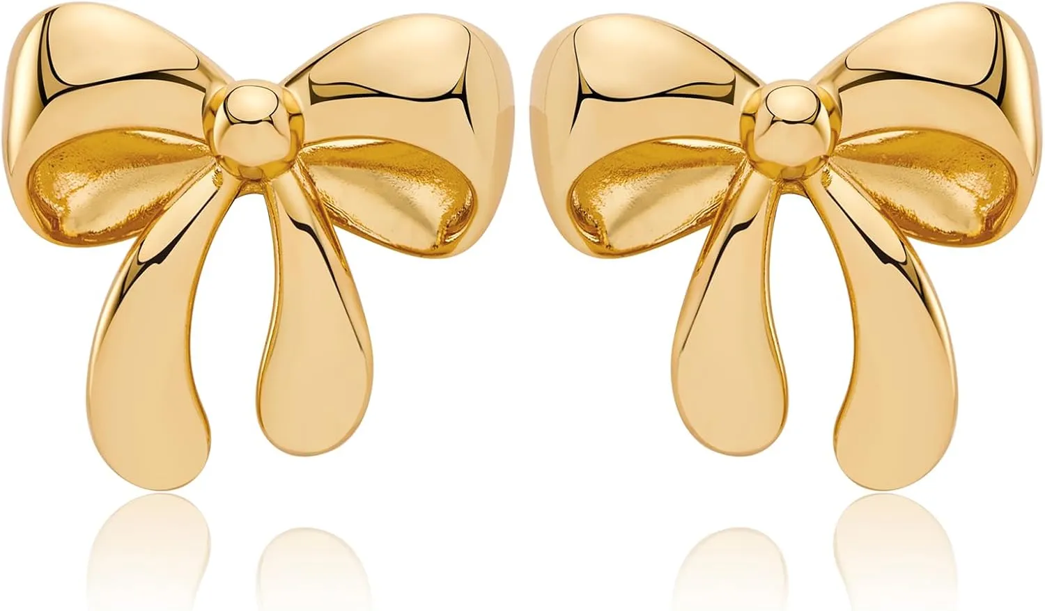 Gold Bow Earrings for Women - Coquette Stud Earrings Ribbon Dangle Drop Jewelry Gifts