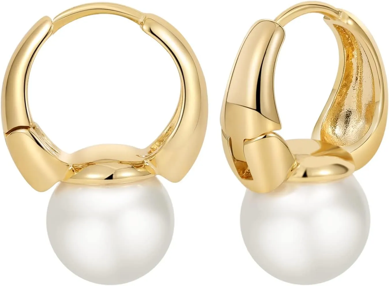 Gold Hoop Earrings for Women Pearl Earrings Lightweight Teardrop Hoop Earrings Paperclip Drop Dangle Earrings 14K Gold Plated Large Oval Pull Huggie Hoop Earrings Simple Everyday Jewelry Gifts