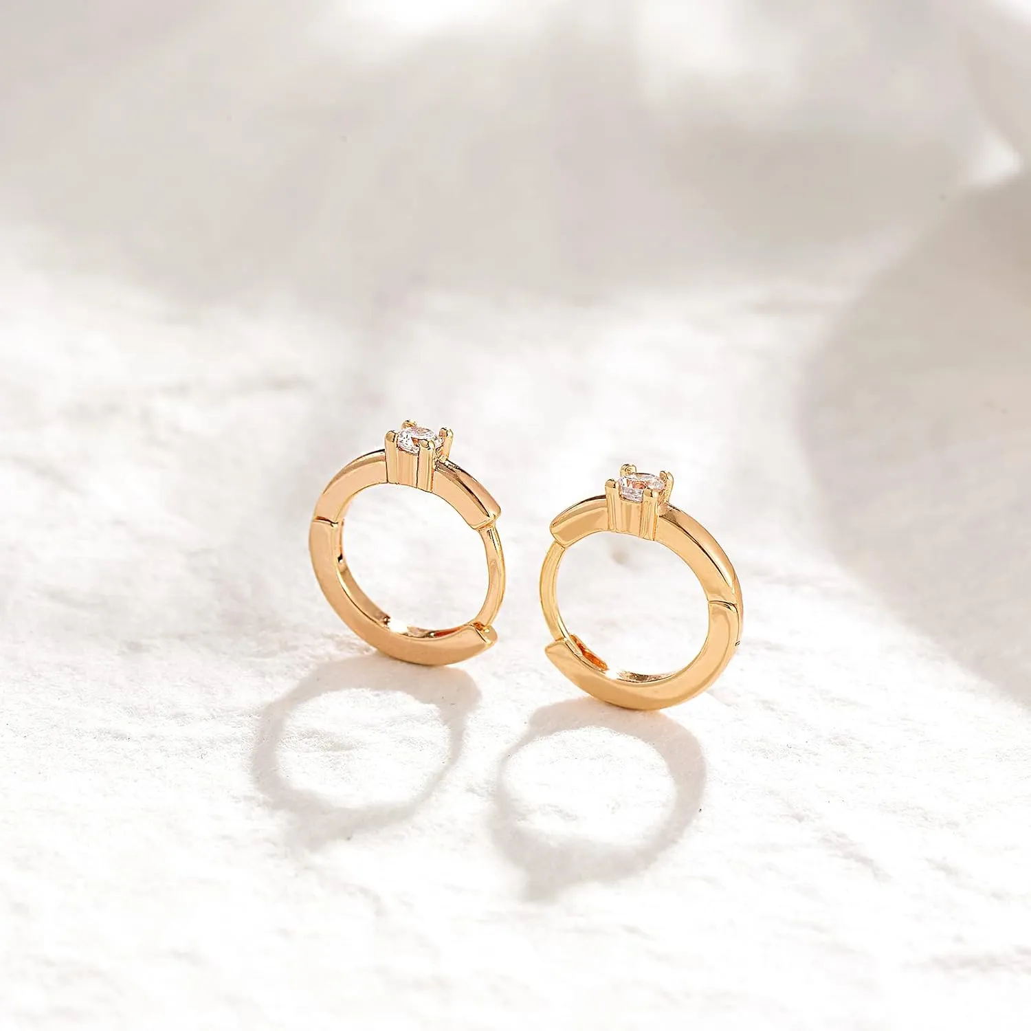 Gold Huggie Hoop Earrings for Women 14K Gold Plated Bead Cross Diamond Cubic Zirconia Dainty Hoop Earrings Simple Delicate Handmade Hypoallergenic Jewelry Gift