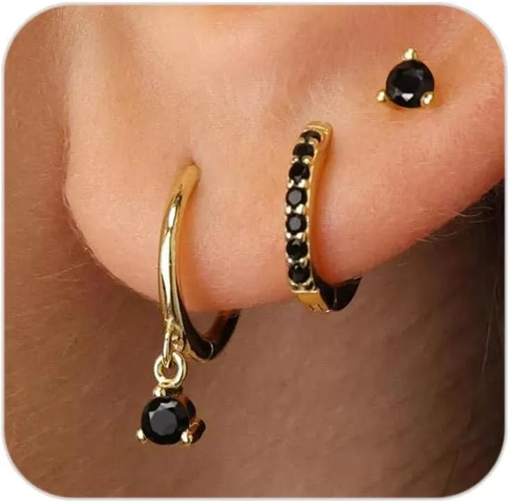 Gold Huggie Hoop Earrings Set, Small Hoop Earrings Stack Women Girls Cartilage Piercing Jewelry Gift
