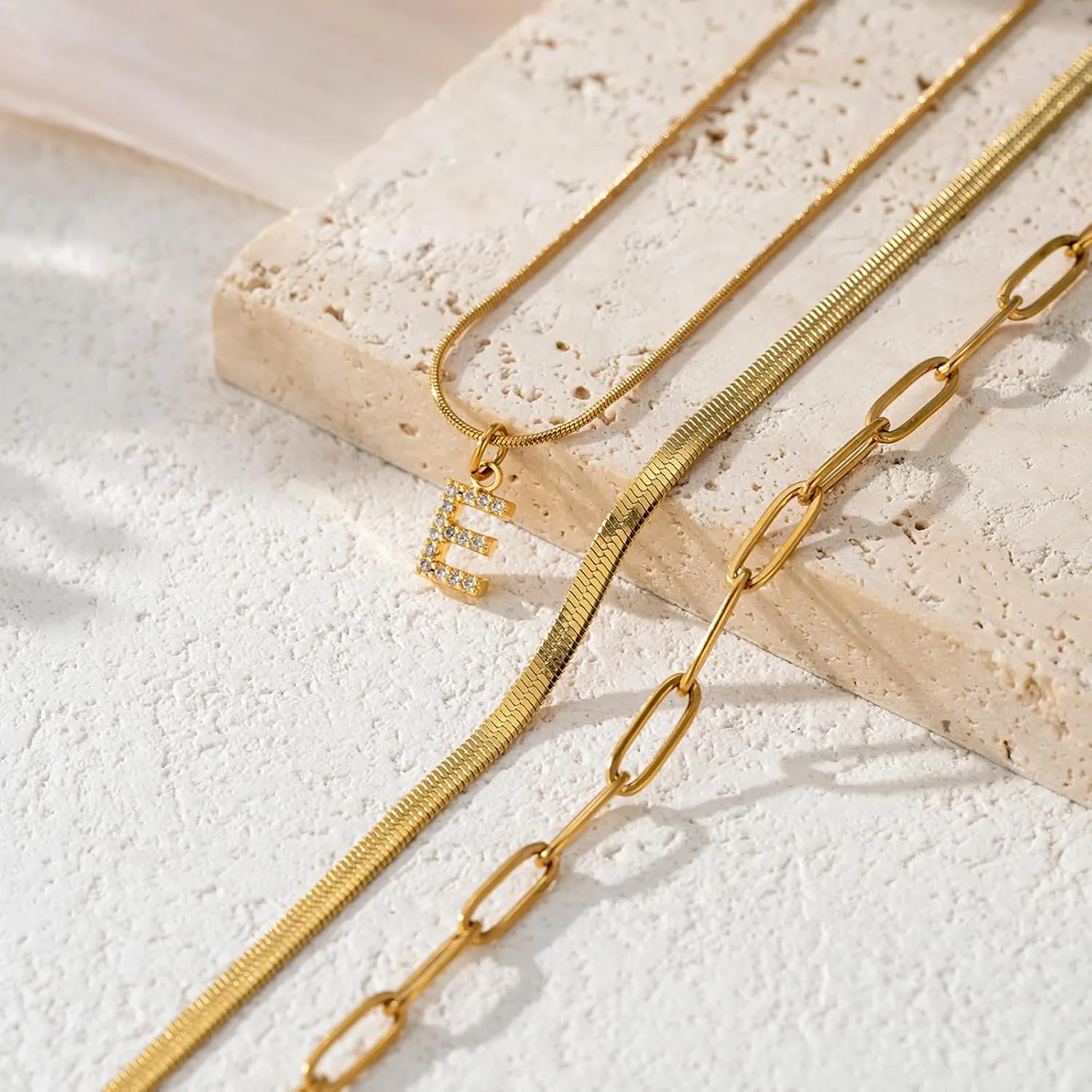Gold Initial Necklaces for Women, 14K Gold Plated Cubic Zirconia Letter Necklace Dainty A-Z Pendant Choker Cute Necklace Personalized Monogram, Layered Initial Necklace Jewelry Birthday Gifts