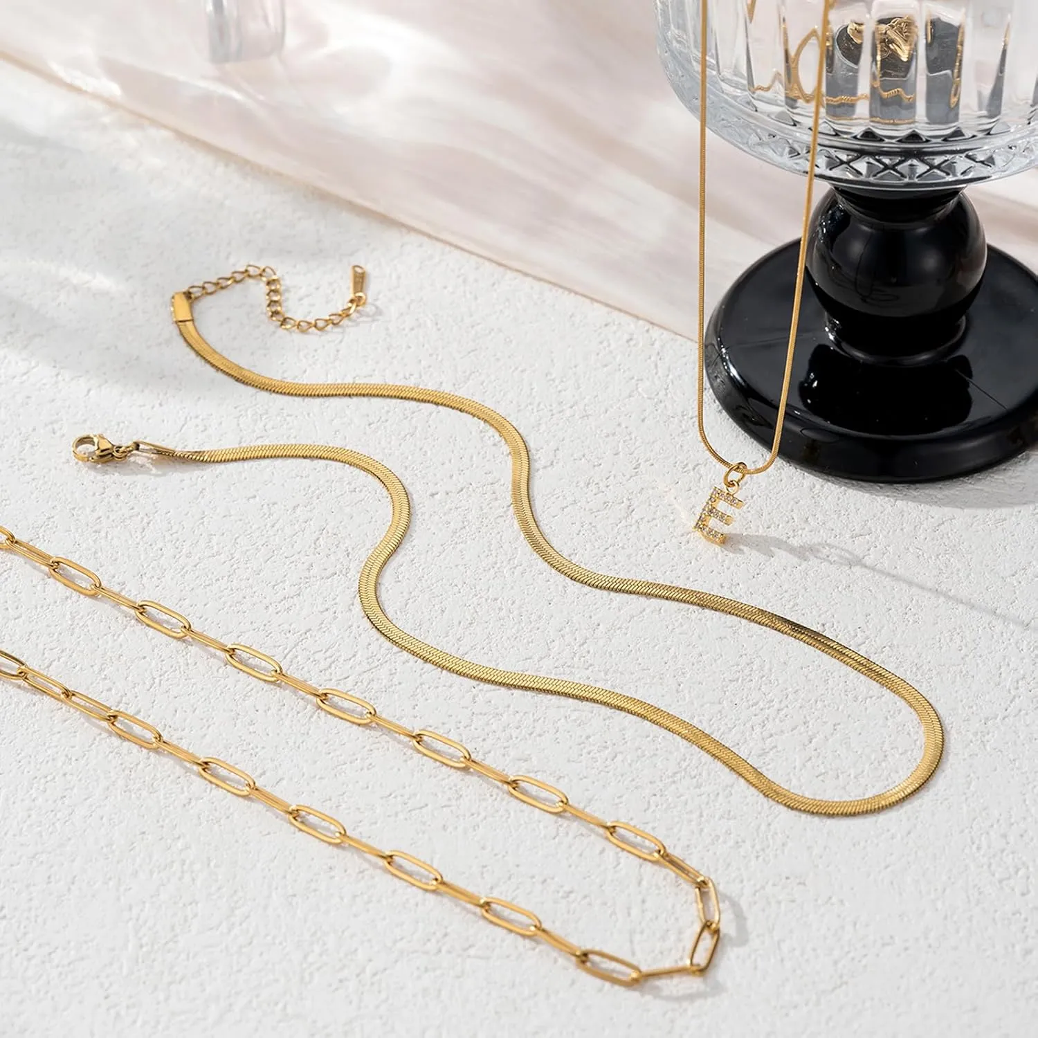 Gold Initial Necklaces for Women, 14K Gold Plated Cubic Zirconia Letter Necklace Dainty A-Z Pendant Choker Cute Necklace Personalized Monogram, Layered Initial Necklace Jewelry Birthday Gifts