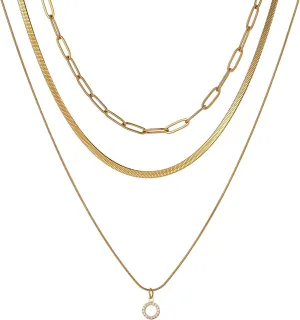 Gold Initial Necklaces for Women, 14K Gold Plated Cubic Zirconia Letter Necklace Dainty A-Z Pendant Choker Cute Necklace Personalized Monogram, Layered Initial Necklace Jewelry Birthday Gifts