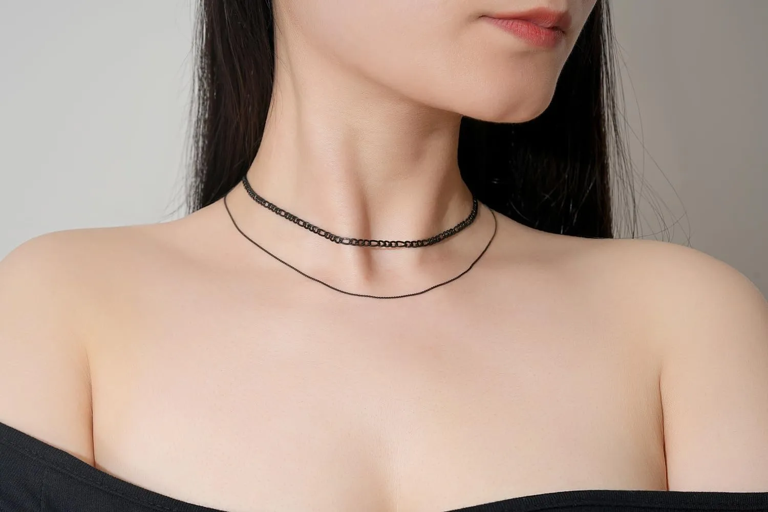 Gold Layered Necklaces for Women, Dainty Gold Choker Necklace,14K Gold Plated Herringbone Cable Link Chain Heart Pendant Necklace Set for Women, Surgical Steel Womens Chain
