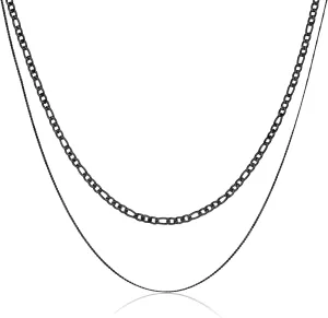 Gold Layered Necklaces for Women, Dainty Gold Choker Necklace,14K Gold Plated Herringbone Cable Link Chain Heart Pendant Necklace Set for Women, Surgical Steel Womens Chain