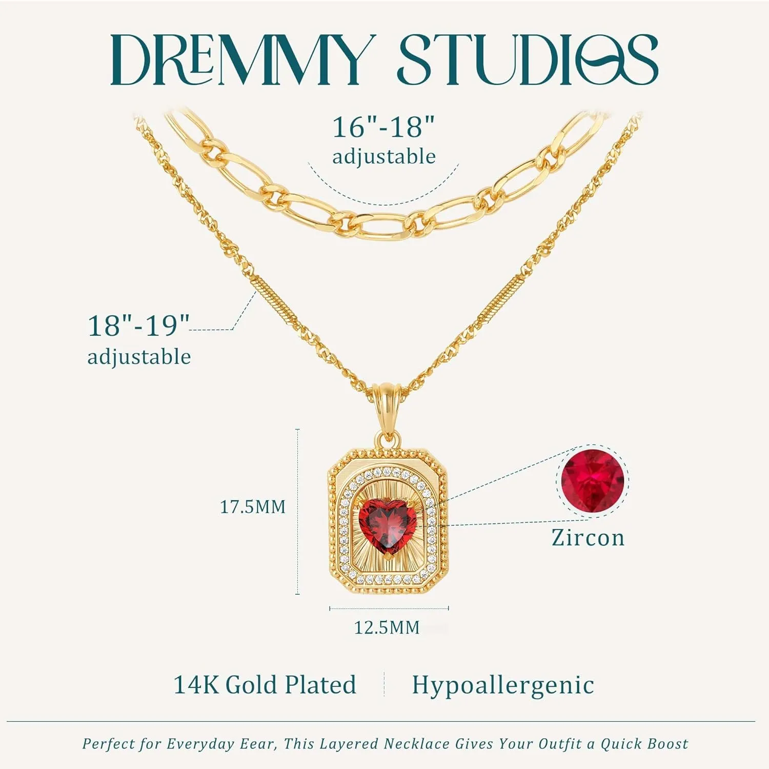 Gold Layered Necklaces Set For Women | 14K Gold Plated Handmade Cuban Link Figaro Cable Satellite Paperclip Chain Choker Necklace | CZ Heart Butterfly Square Cross Pendant Necklace Jewelry Gift Sets