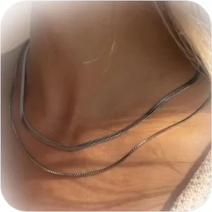 Gold Necklaces for Women Choker Necklace Silver Layered Necklace Herringbone Necklace Snake Chain Necklace Jewelry Gift