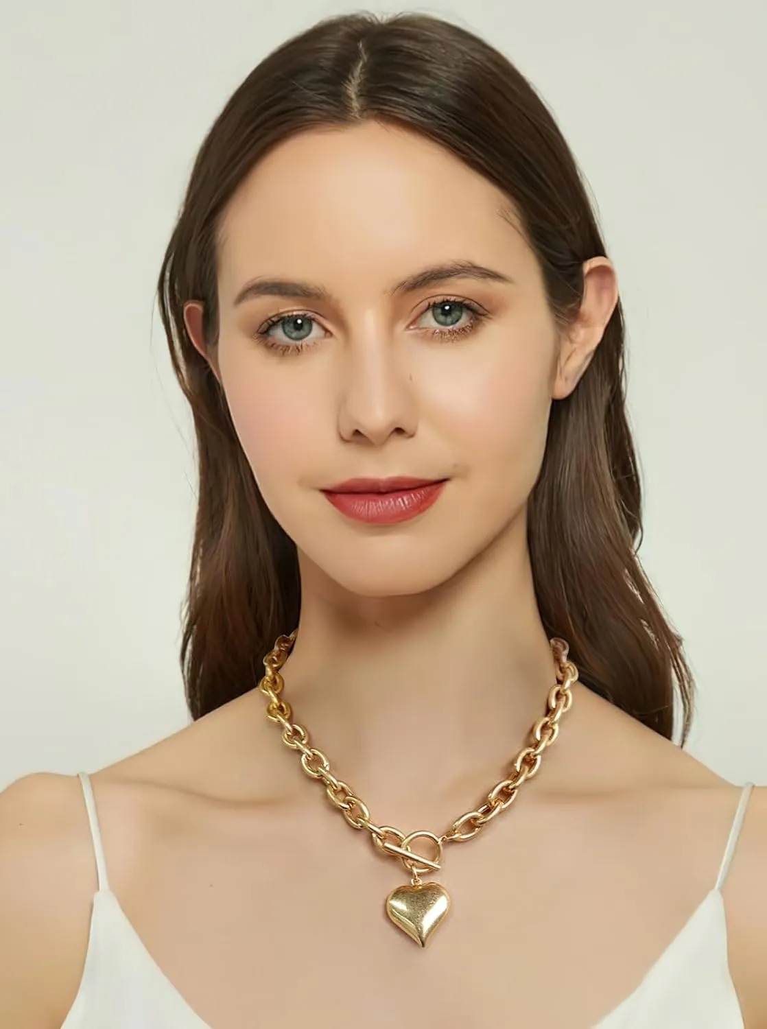 Gold Necklaces For Women Gold Heart Necklace Silver Link Necklace Heart Pendant Necklace Fashion Jewelry