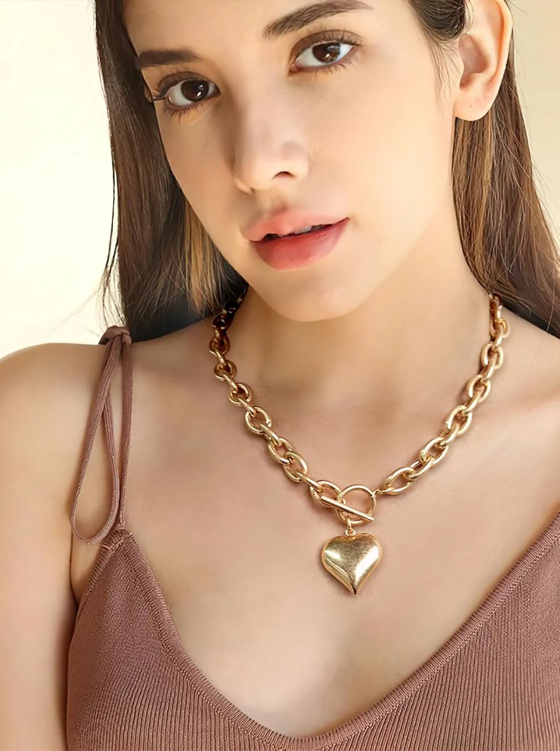 Gold Necklaces For Women Gold Heart Necklace Silver Link Necklace Heart Pendant Necklace Fashion Jewelry