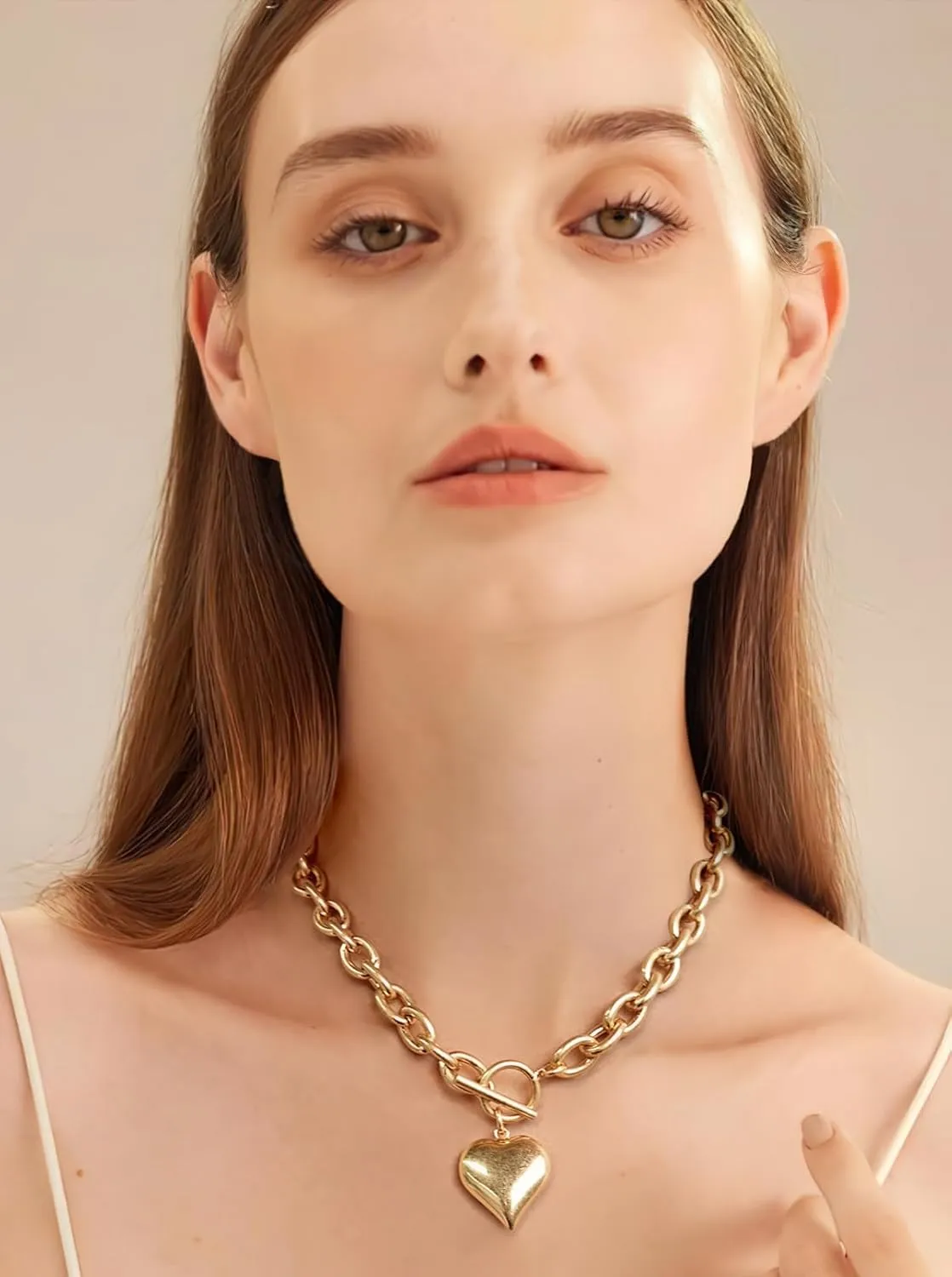 Gold Necklaces For Women Gold Heart Necklace Silver Link Necklace Heart Pendant Necklace Fashion Jewelry