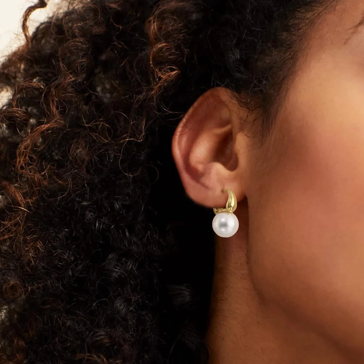 Gold Pearl Earrings for Women, 14K Gold Plated/925 Sterling Silver Pearl Drop Hoop Earrings Dangling Big Large Small Pearl Dangle Earrings Trendy Pearl Earrings Pearls Jewelry Gift for Women