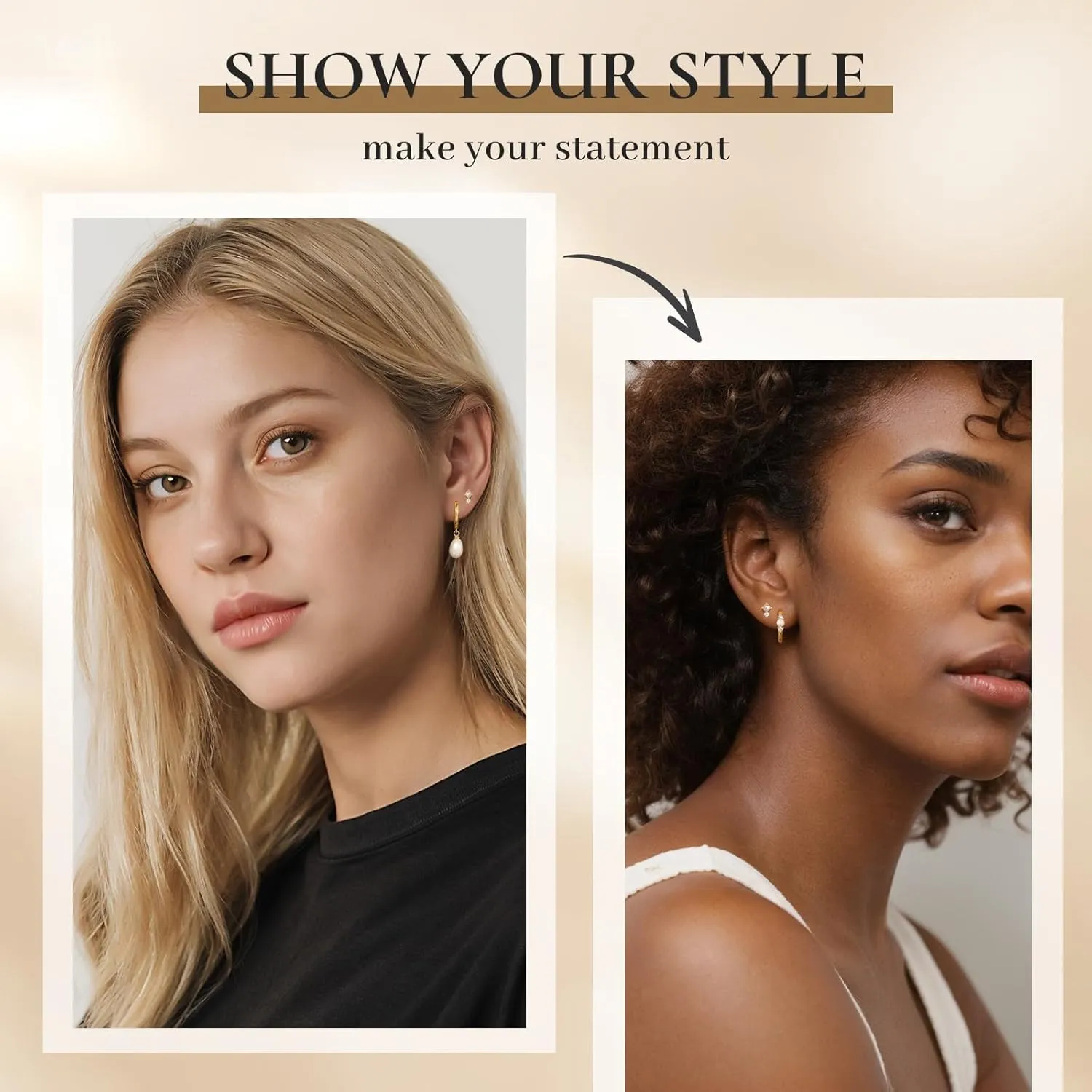 Gold Pearl Earrings Set for Women, Pearl Hoop Dangle Drop Earrings, Dainty 14K Gold Plated Hypoallergenic Earring Stacks, Jewelry Gifts for Women/MomTrendy 2025