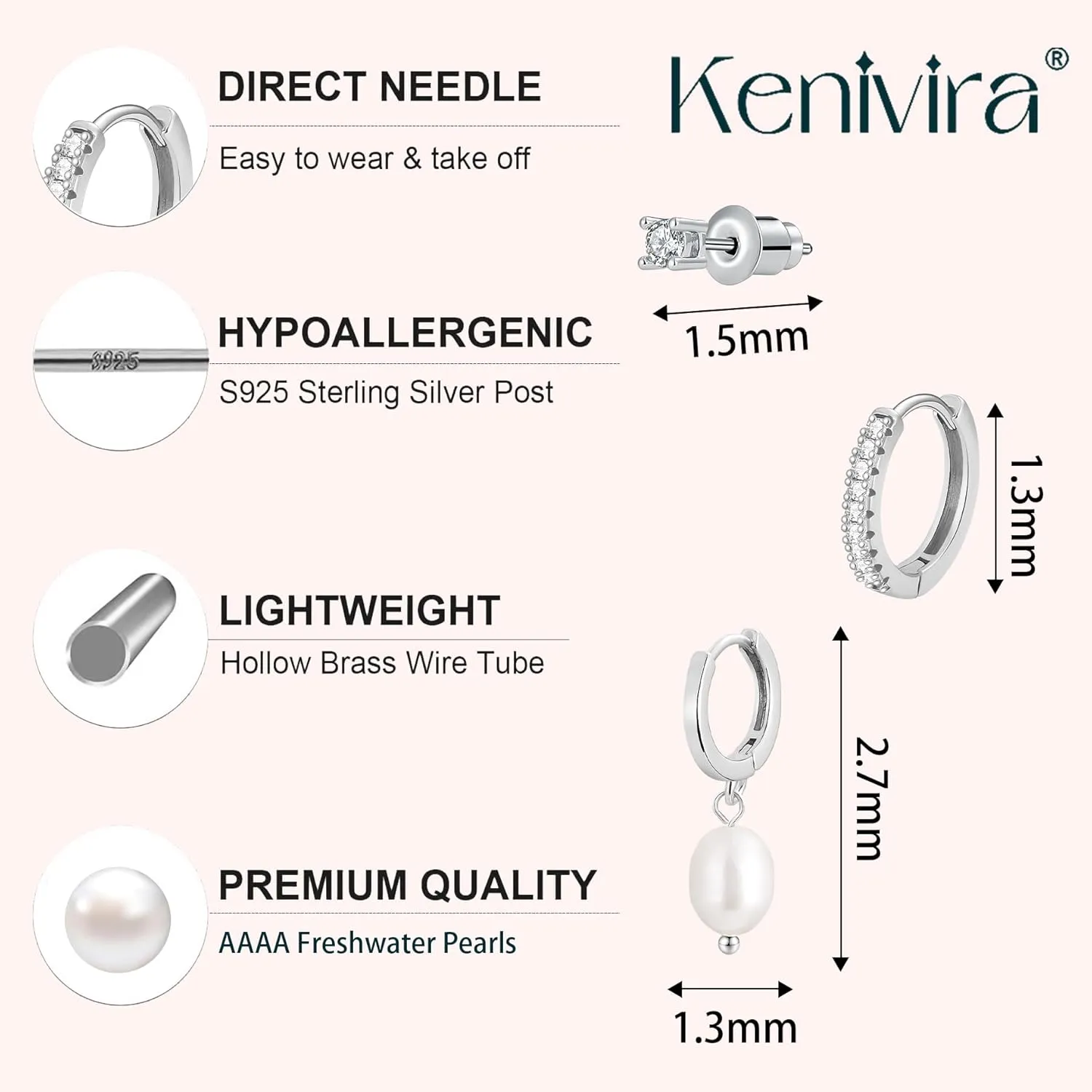Gold Pearl Hoop Earrings for Women | 18K Gold Huggie Dangle Earrings | Lightweight Small Hoop Earrings