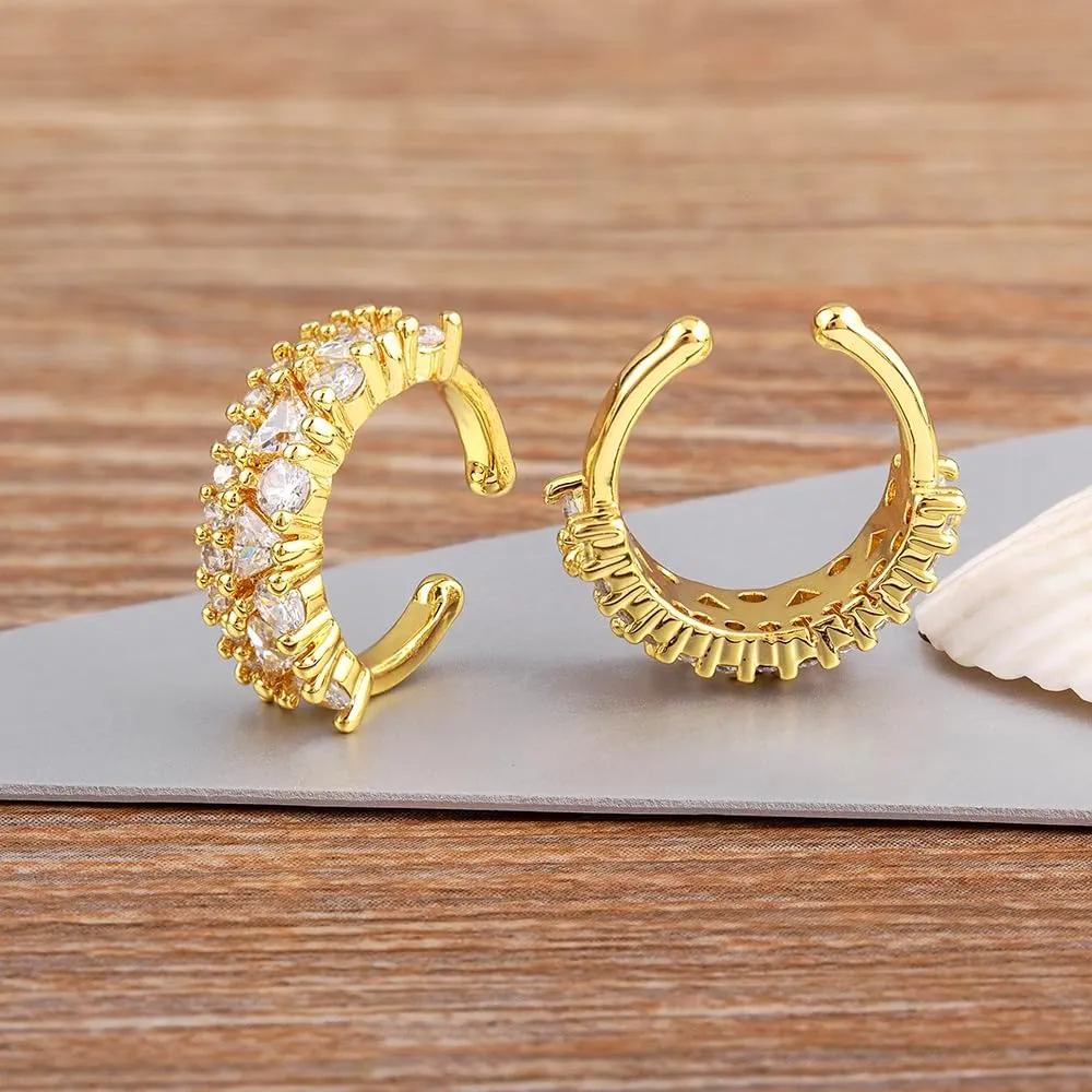 Gold Plated Ear Cuff Clip Earrings - No Pierced Cartilage Jewelry For Women Party