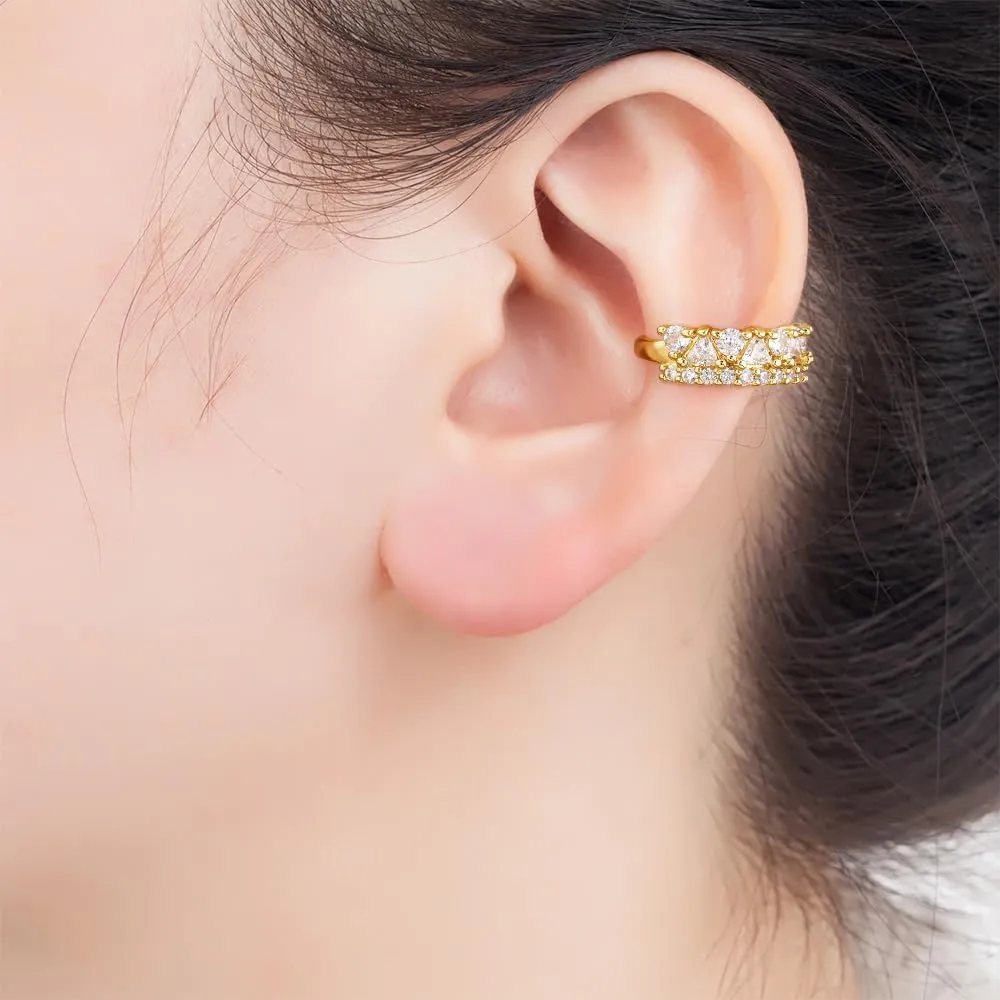 Gold Plated Ear Cuff Clip Earrings - No Pierced Cartilage Jewelry For Women Party
