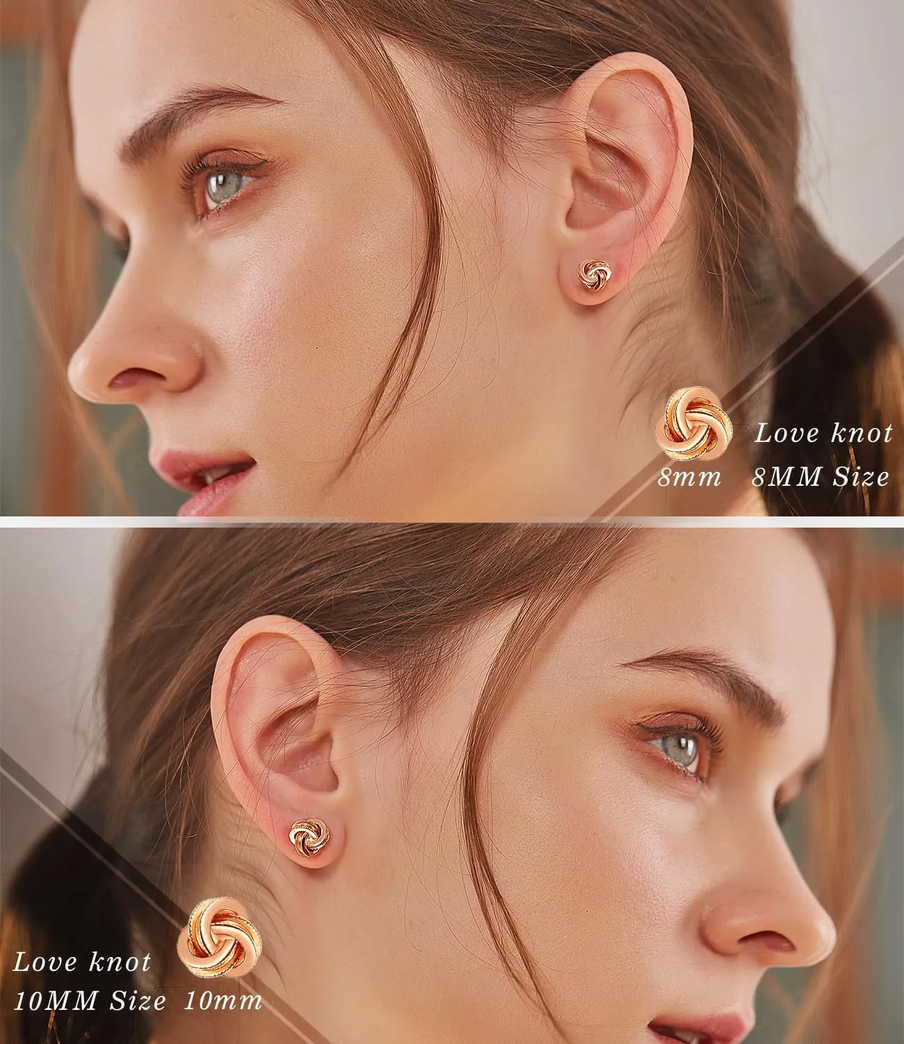 Gold Plated Sterling Silver Studs Love Knot Earrings For Women | Hypoallergenic & Nickle Free Jewelry for Sensitive Ears