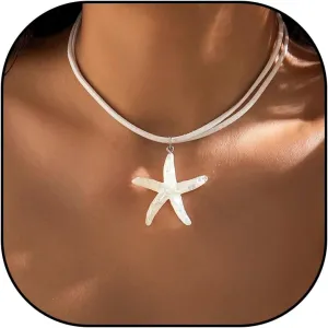 Gold Starfish Pendant Necklace For Women Fringe Necklace Boho Layered Starfish Pendant Choker Trendy White Velvet Necklace Summer Beach Necklaces for Women and Teen Girls