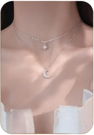 Gold Sun and Moon Layered Stack Necklaces Layered Choker Necklace Concert Outfits Renaissance Accessories Jewelry